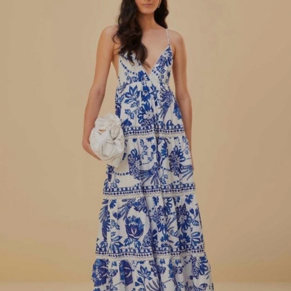 Farm Rio Blue and White Dress